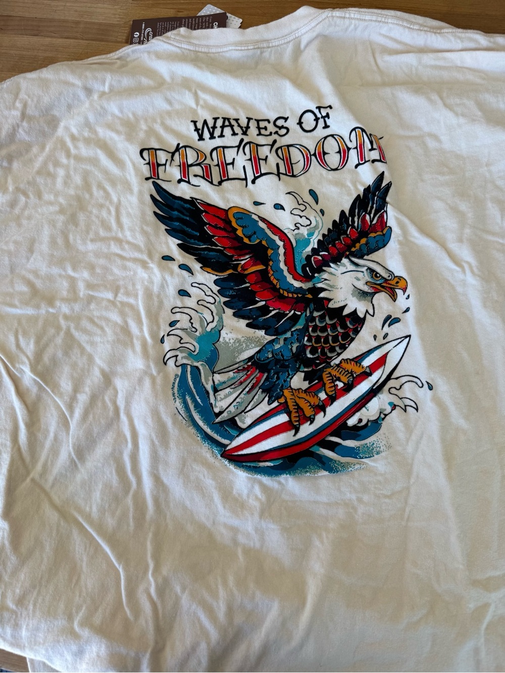 Waves of Freedom White Short Sleeve Tee - Picture 2 of 3